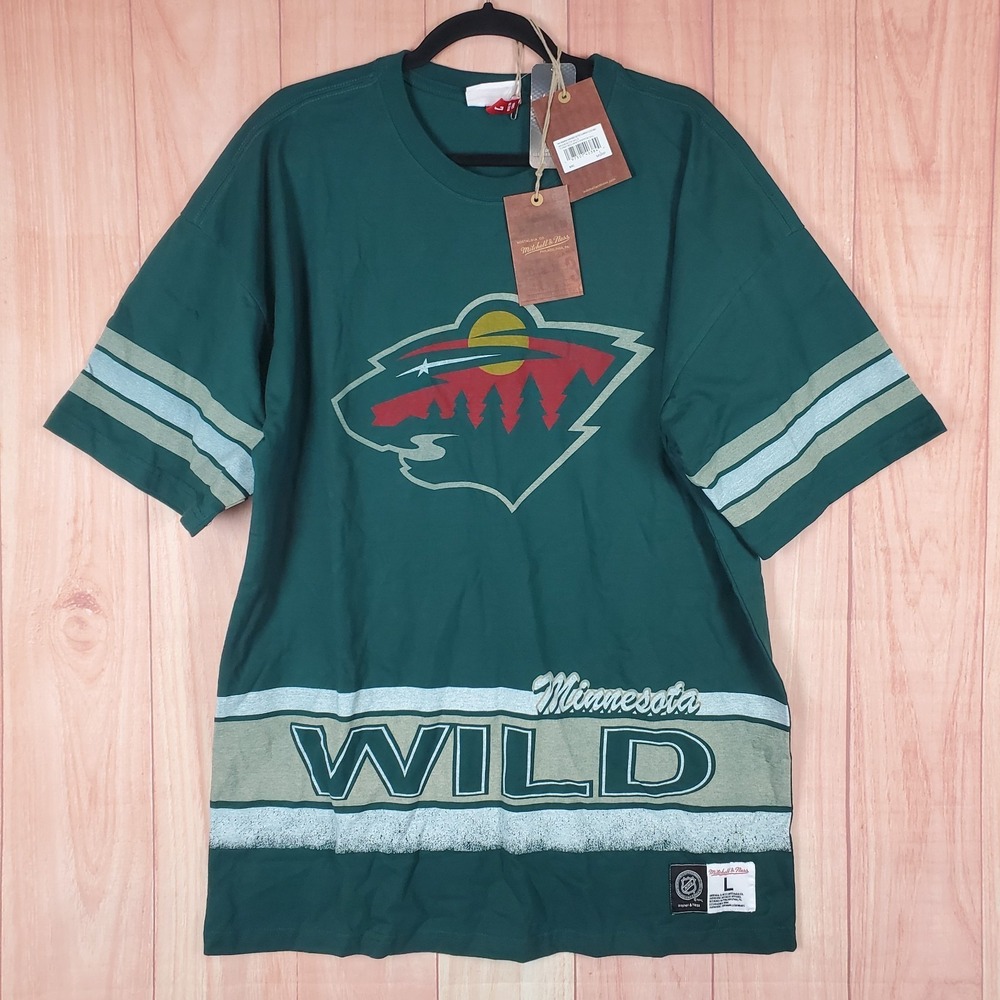 Minnesota Wild Fashion‎ Oversized Shirt Mens L Green Mitchell & Ness Ice Hockey